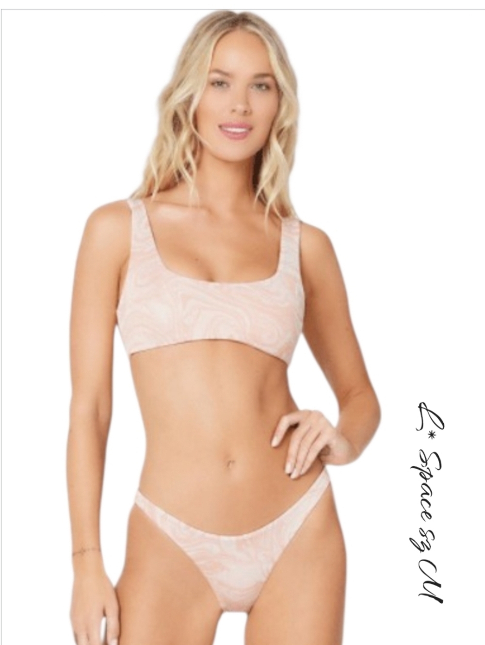 L*Space All Swirled Up Lizzie Top Camacho Bottom Bikini Set Size M